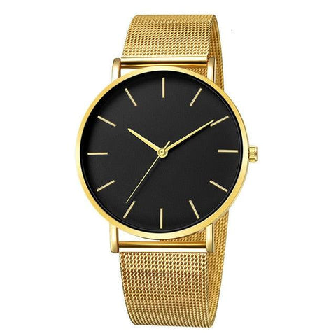 Men Fashion Watche Stainless Steel Mesh Belt Quartz - Golden Buy