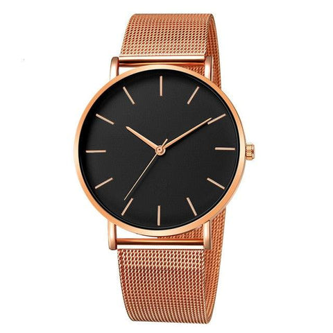 Men Fashion Watche Stainless Steel Mesh Belt Quartz - Golden Buy