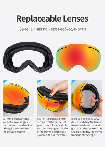 Ski Goggles Double Layers UV400 Big Ski Glasses - Golden Buy