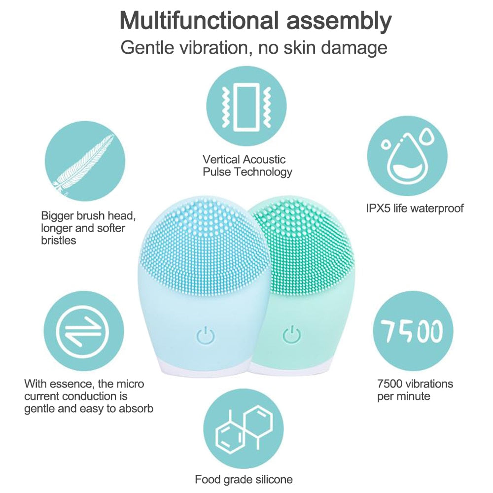 Silicone Facial Brush Cleansing & Skin Massager - Golden Buy